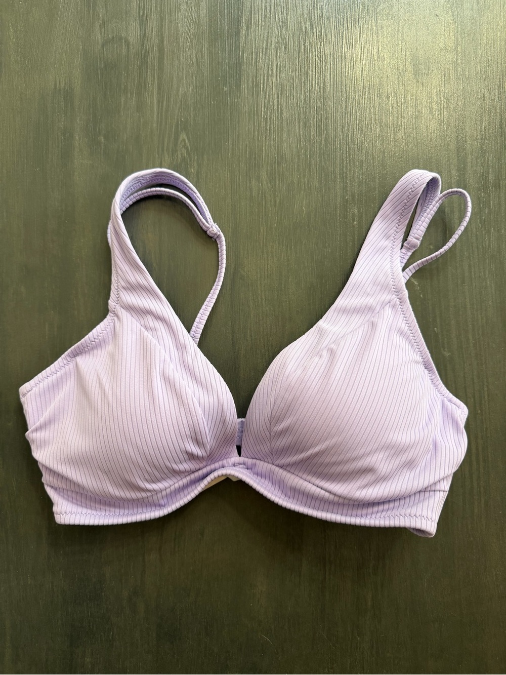 Shade & Shore Lavender Ribbed Bikini Top 34C Underwire Swim Top
